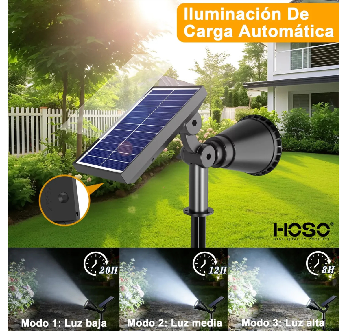 FOCO SOLAR LED RGB 2 EN 1 ESTACA Y COLGANTE PARA JARDÍN -IMPERMEABLE