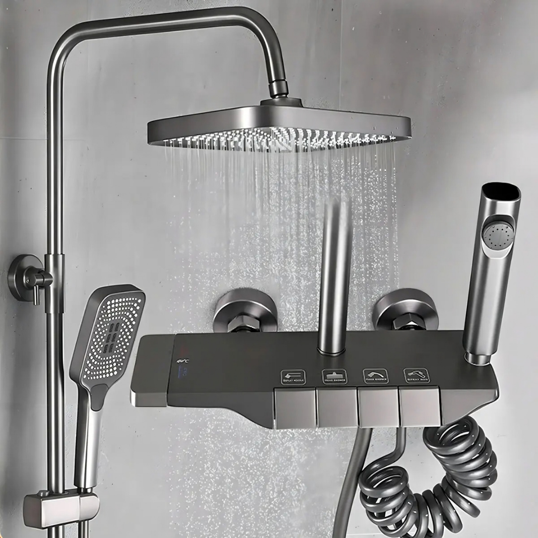 COLUMNA DE DUCHA MODERNA 4 FUNCIONES CON LLAVE TIPO PIANO Y BIDET