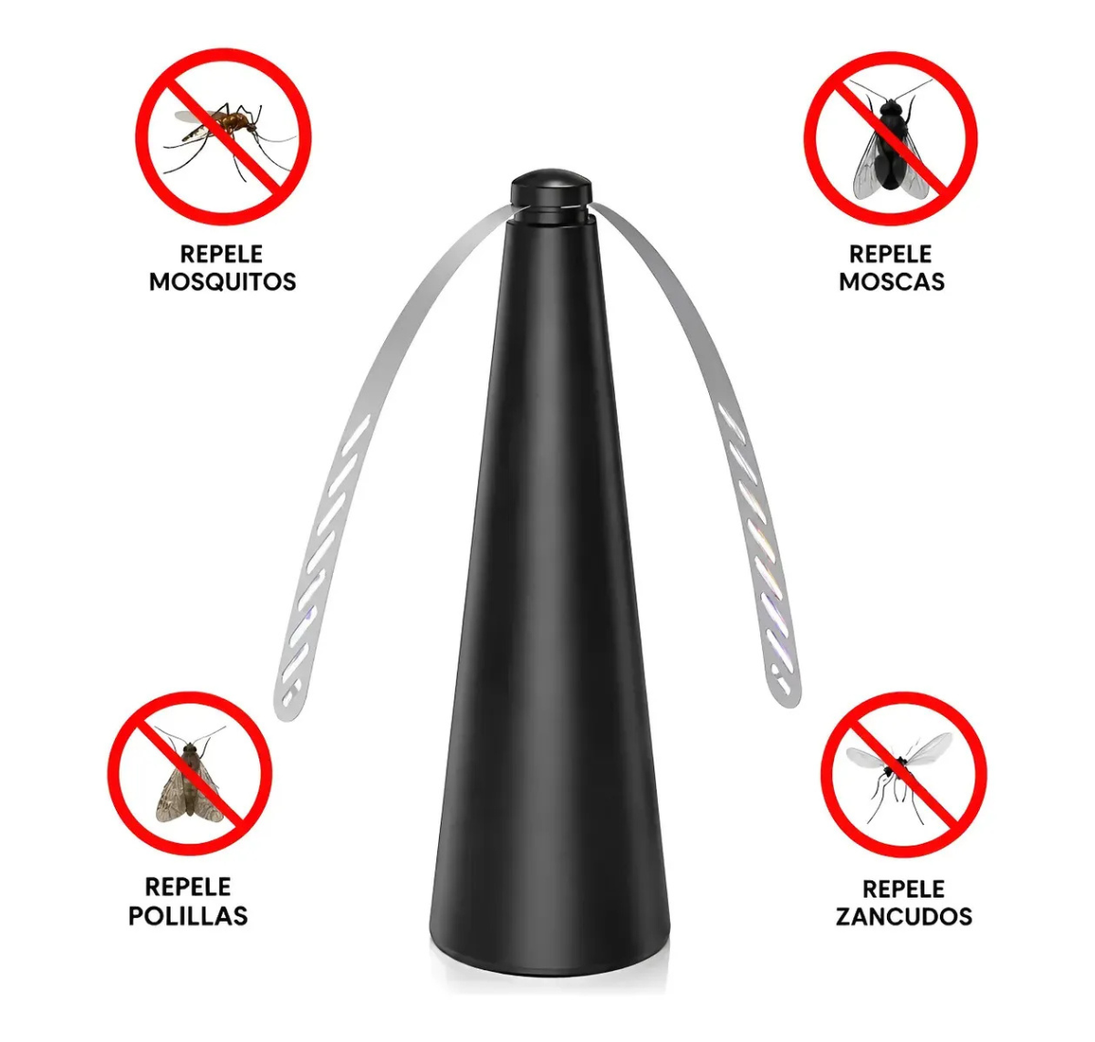 ABANICO VENTILADOR REPELENTE DE MOSCAS PORTÁTIL COLOR NEGRO