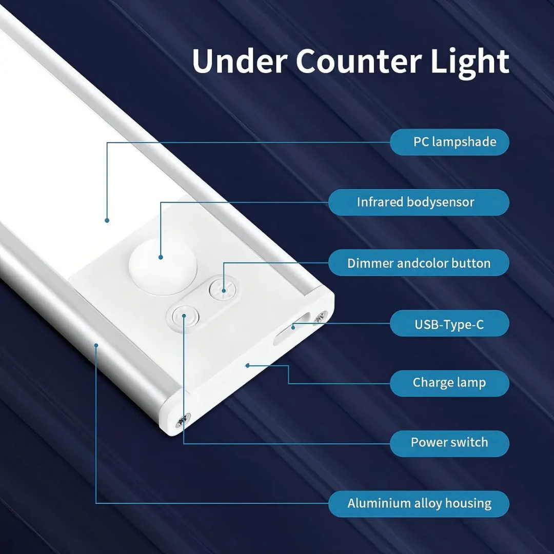 LUZ LED VIDA BUENAS 54 LED BARRA CON SENSOR DE MOVIMIENETO RECARGABLE 30 CM