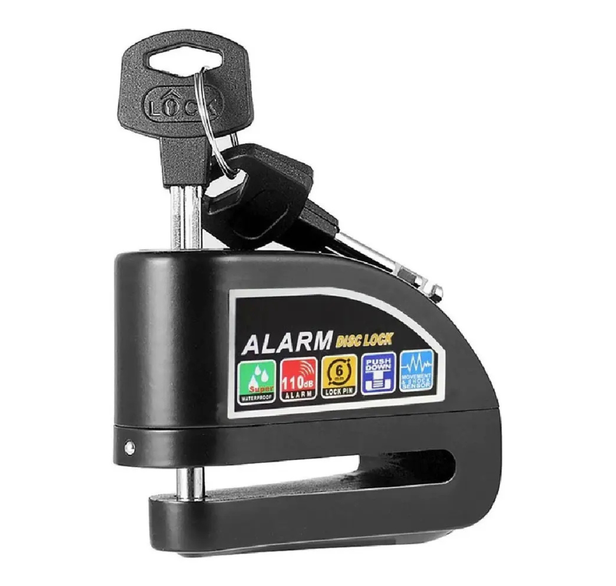 CANDADO CON ALARMA 110 DB PARA MOTO Y BICICLETA - FRENO DE DISCO ANTIRROBO