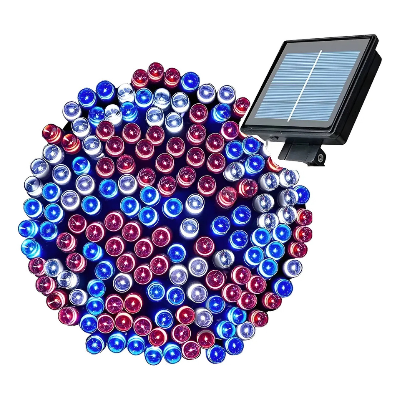 GUIRNALDA SOLAR 10 METROS 100 LUCES LED MULTICOLOR PARA FIESTAS PATRIAS