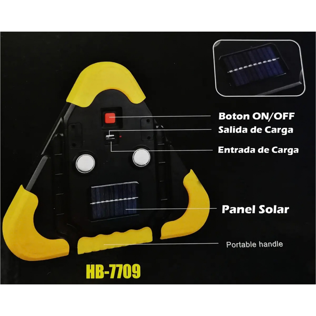 TRIÁNGULO DE EMERGENCIA HURRY BOLT HB7709 LED RECARGABLE SOLAR ROJO IP44