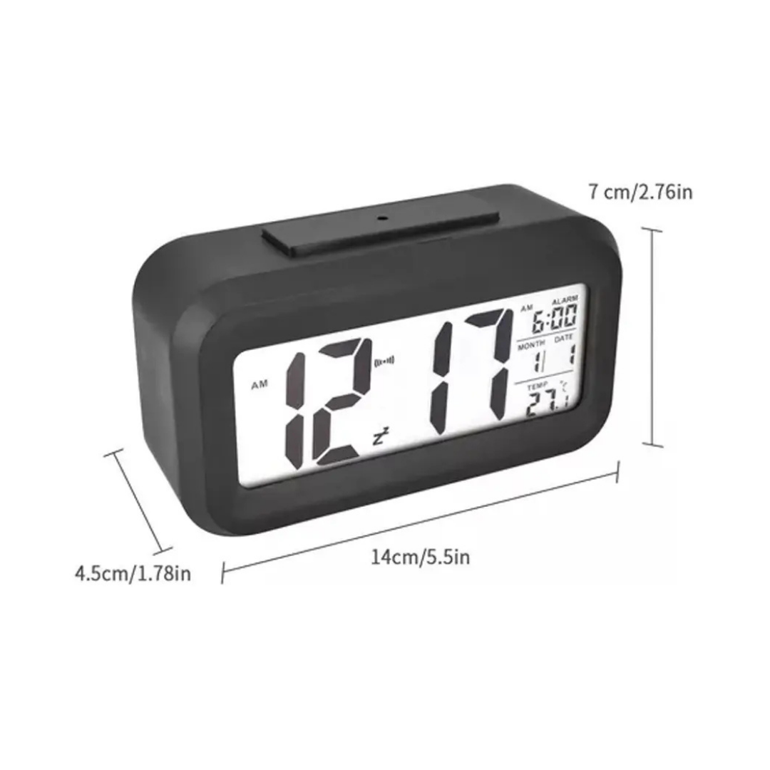 RELOJ DESPERTADOR DIGITAL LED CON FECHA Y TEMPERATURA - 14CM