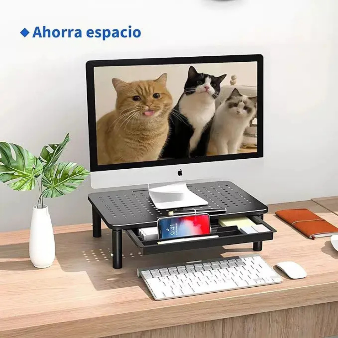 BASE SOPORTE MONITOR 3 ALTURAS AJUSTABLE PORTÁTIL PARA PC