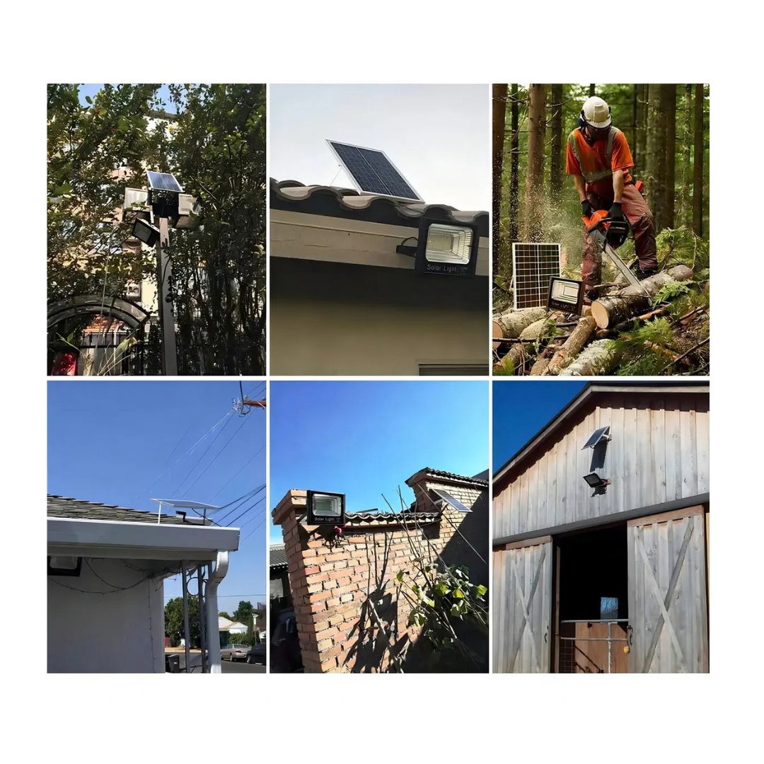 FOCO SOLAR 500W CON PANEL Y CONTROL REMOTO PARA EXTERIORES