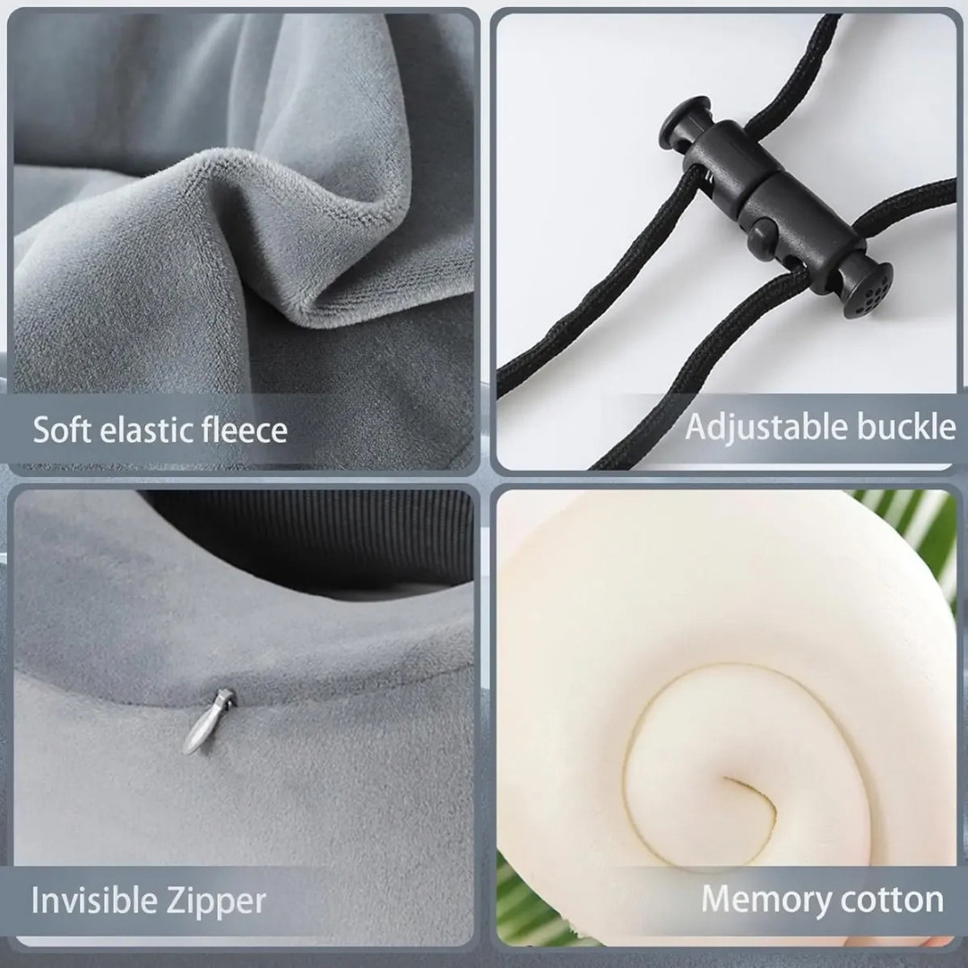 ALMOHADA DE VIAJE CON CAPUCHA MEMORY FOAM