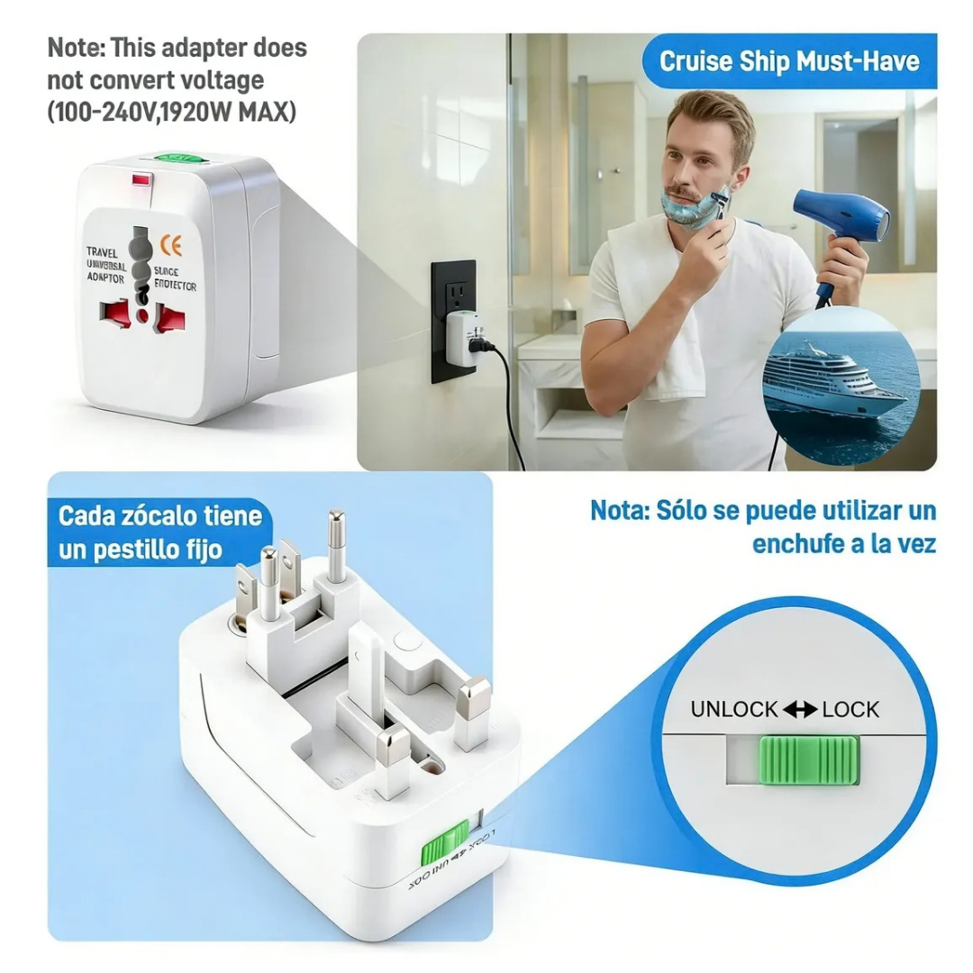 ADAPTADOR MULTIENCHUFE CONVERTIDOR ENCHUFE UNIVERSAL