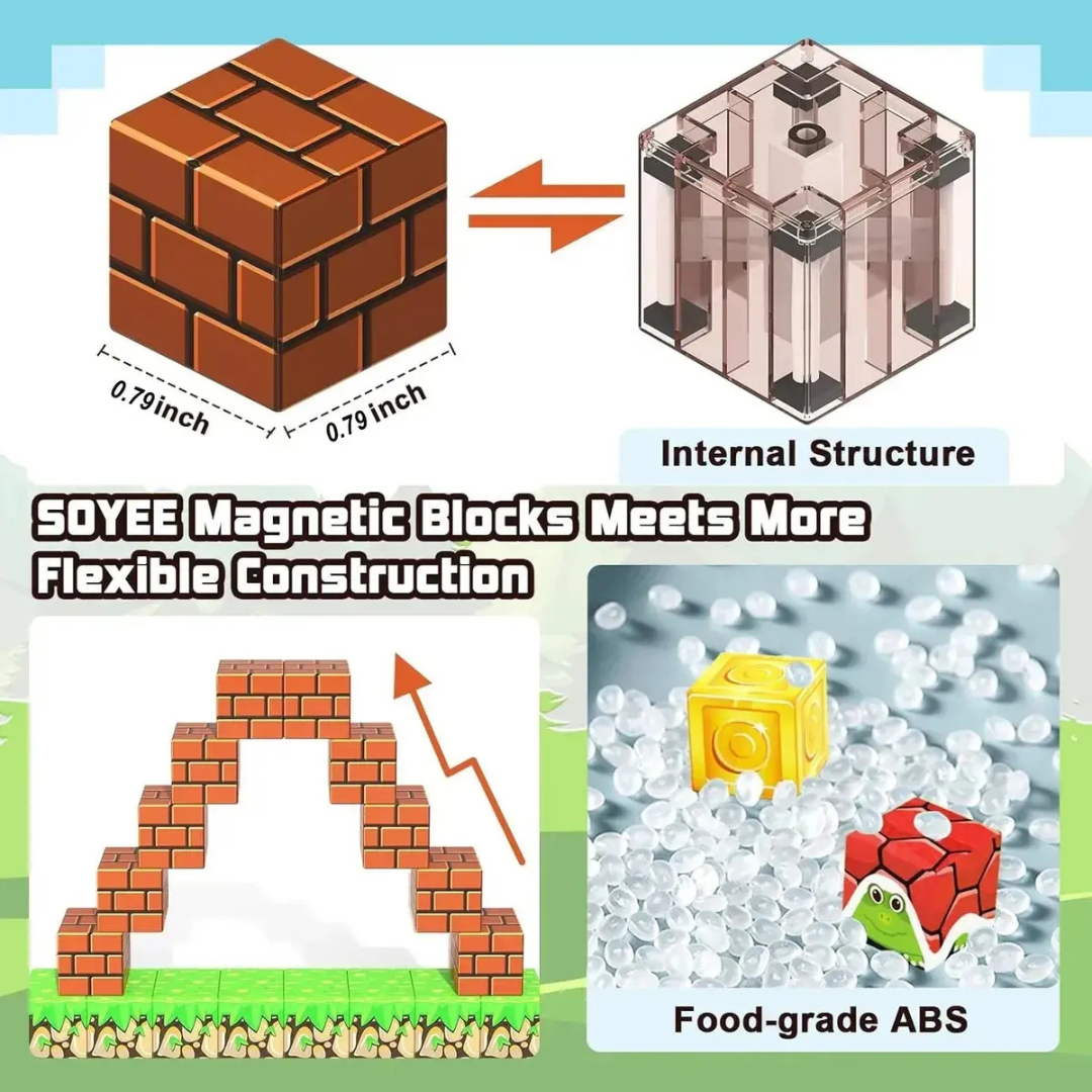 BLOQUES ARMABLES MAGNÉTICOS IMAN MINICRAFT 100 PIEZAS
