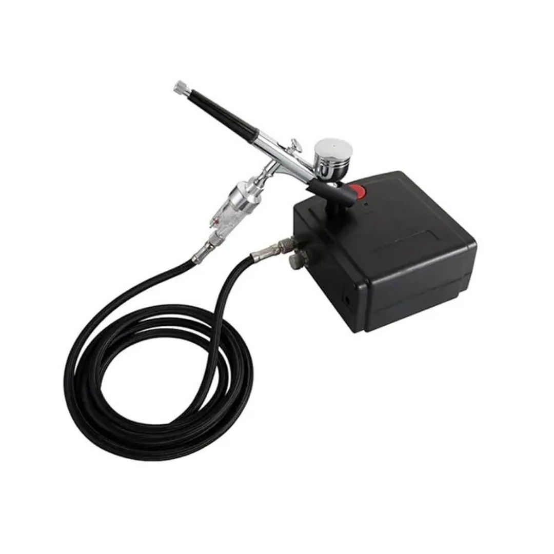 KIT AERÓGRAFO ELÉCTRICO DOBLE ACCIÓN CON COMPRESOR Y PISTOLA