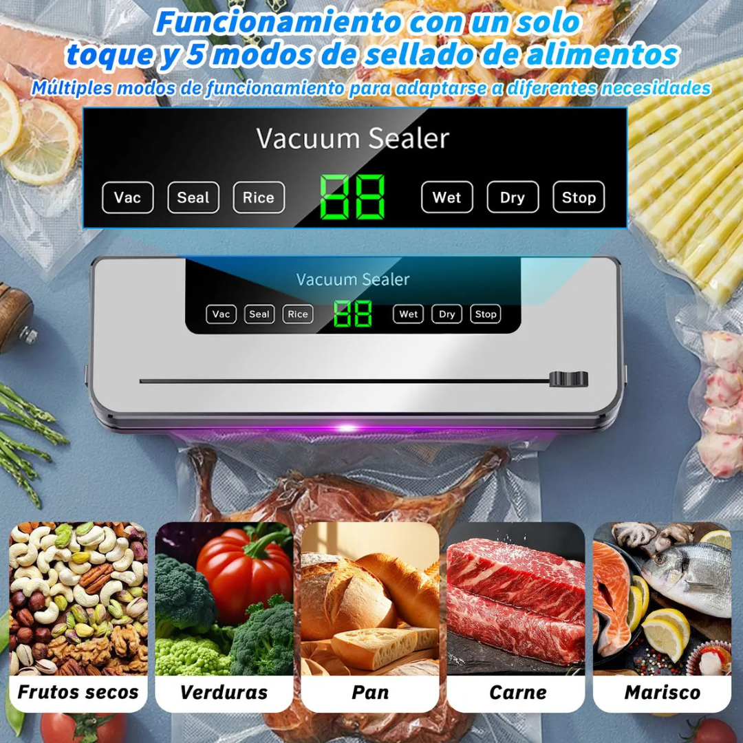 MÁQUINA SELLADORA AL VACÍO CON PANTALLA TÁCTIL Y 10 BOLSAS
