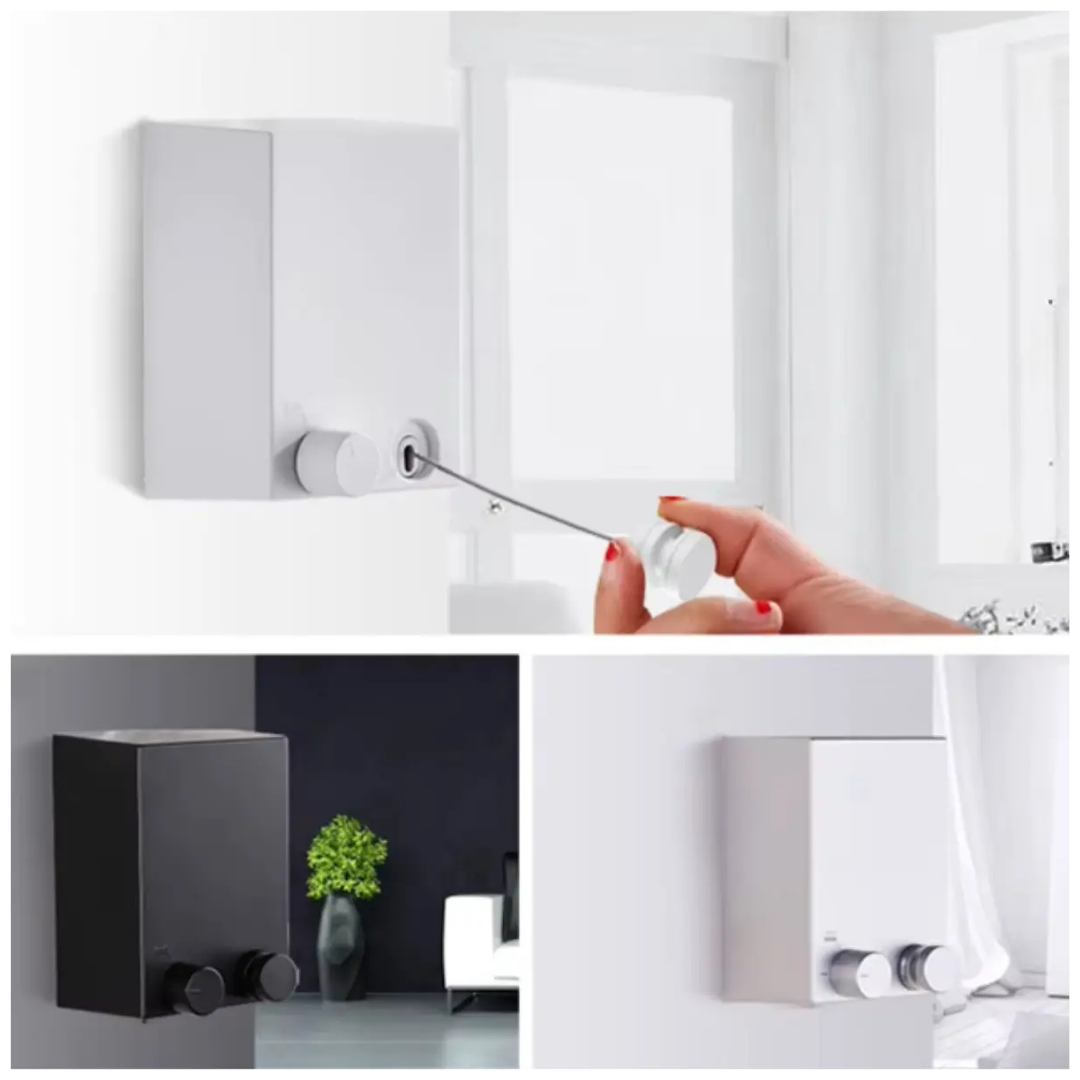 TENDEDERO RETRÁCTIL AUTOMÁTICO PARA PARED EXTENSIBLE 4.2M - COLOR NEGRO