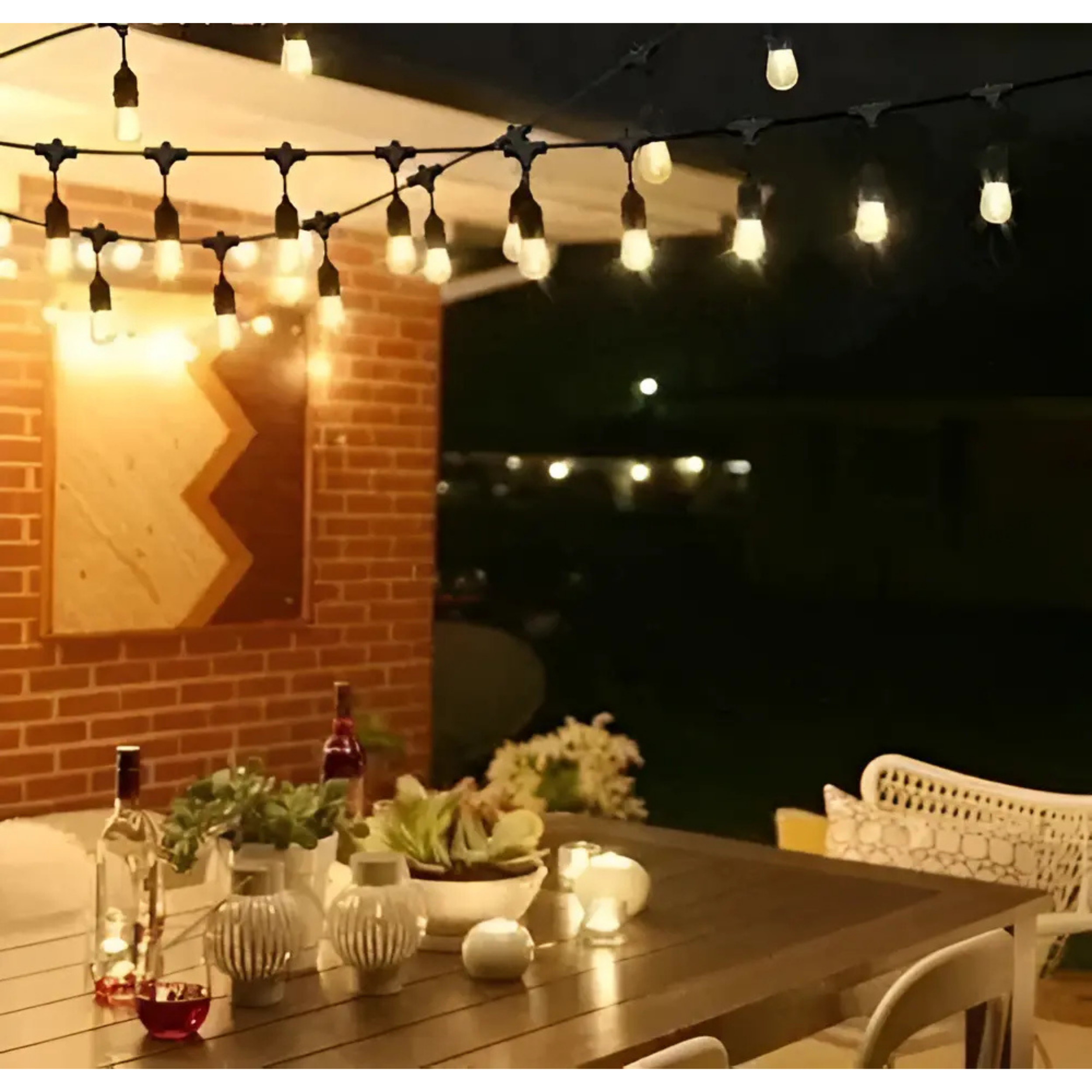 GUIRNALDA LUCES VINTAGE TERRAZA CÁLIDA 10MTS CON 10 AMPOLLETAS LED E27