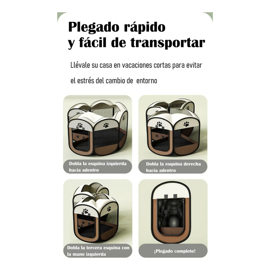 CORRAL PLEGABLE PARA PERROS Y GATOS DE TELA OXFORD CON CIERRE