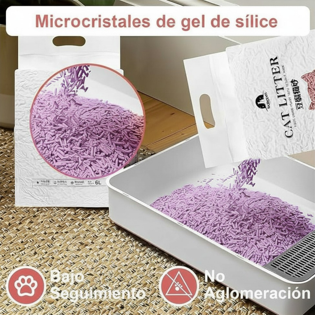 ARENA DE TOFU VEGETAL BIODEGRADABLE 6L 2.2KG PARA GATO LAVANDA