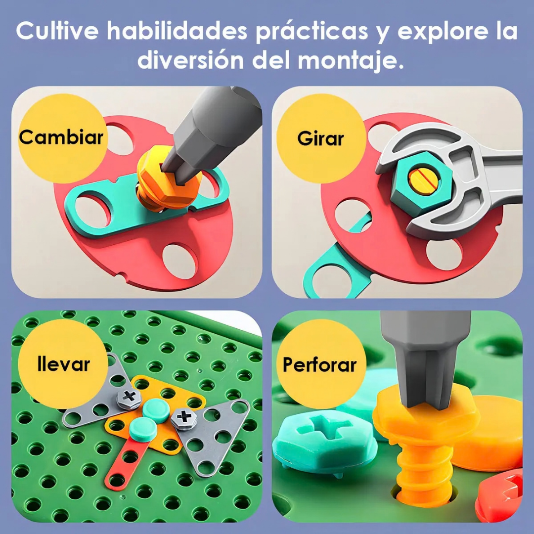 KIT DE HERRAMIENTAS INFANTIL 230 PIEZAS CON BLOQUES DE CONSTRUCCIÓN