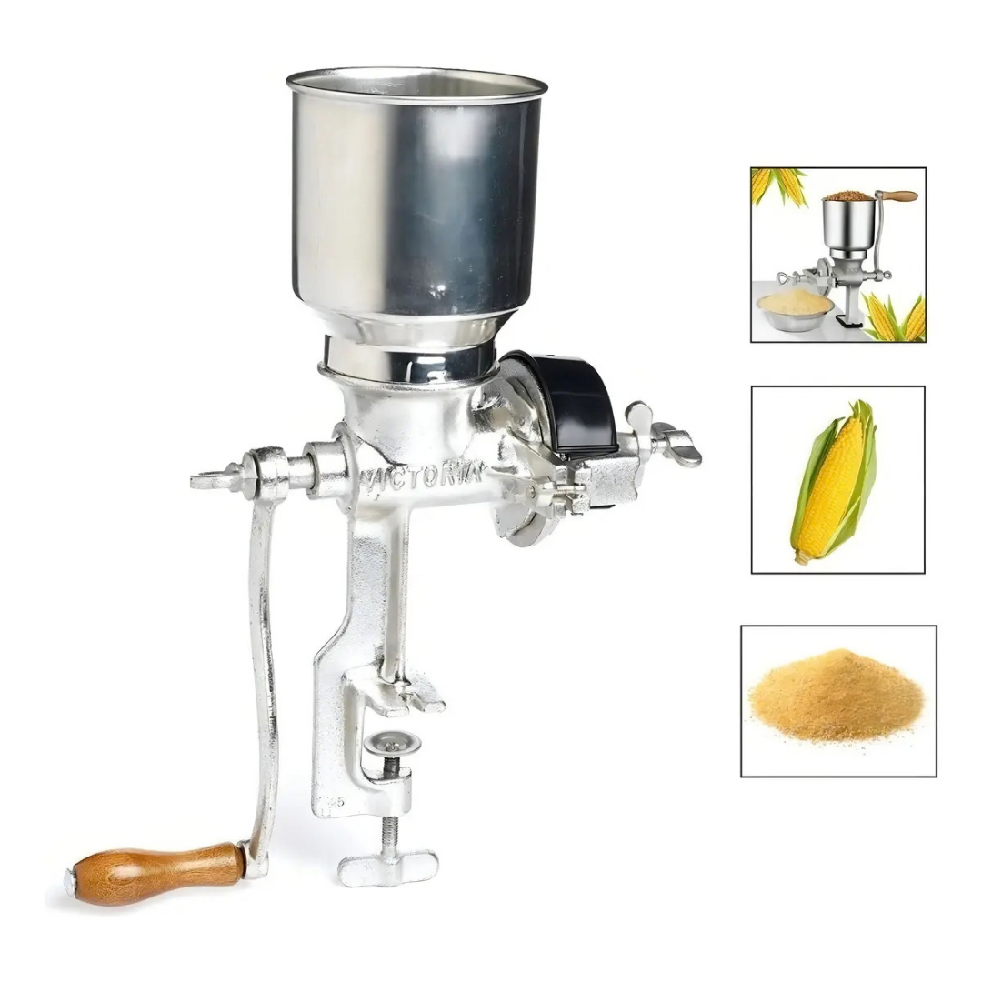 MOLINO MOLEDOR MANUAL METÁLICO PARA CHOCLO, MAÍZ, CAFÉ, CEREAL Y ARROZ