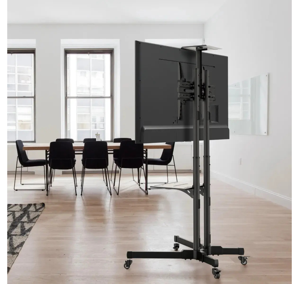 SOPORTE TV 32 A 65 PULG PEDESTAL MÓVIL CON RUEDAS HASTA 50KG NEGRO