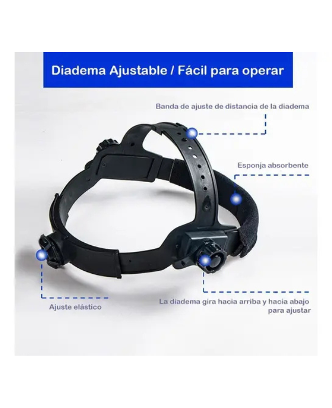 MÁSCARA DE SOLDAR TFOTOSENSIBLE CON CINTA ACOLCHADA AJUSTABLE NEGRA