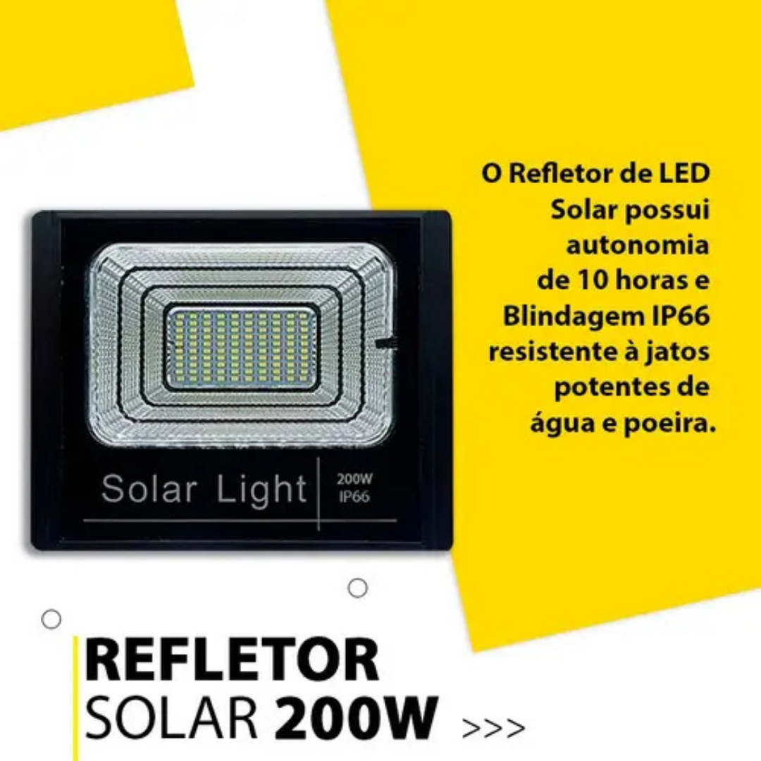 FOCO SOLAR LED 200W CON CONTROL REMOTO - IP66 -LUZ BLANCA FRÍA