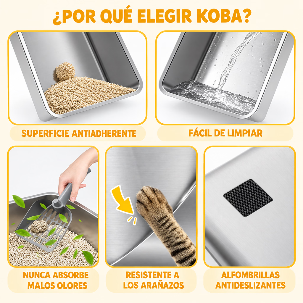 AARENERO BAÑO SANITARIO PARA GATOS + PALA ACERO INOXIDABLE GRIS