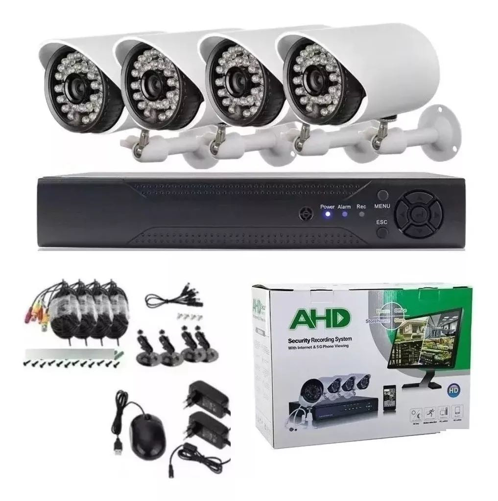 KIT 4 CÁMARAS SEGURIDAD WIFI HD 1080P DVR VISIÓN NOCTURNA