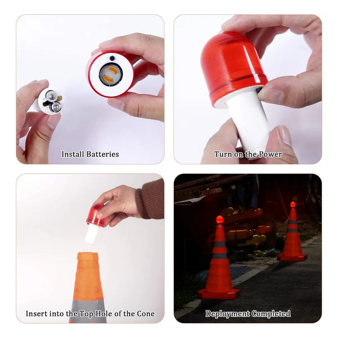 LUZ LED DE EMERGENCIA PARA CONO DE SEGURIDAD CON 2 BATERÍAS