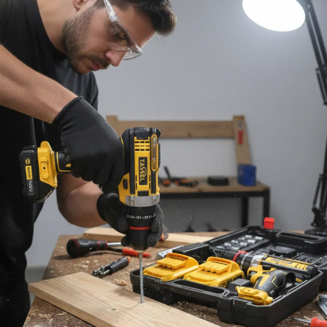 KIT TALADRO INALÁMBRICO CON 2 BATERÍAS Y ACCESORIOS