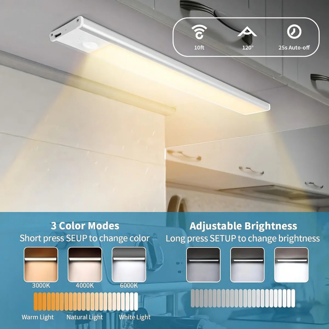 LUZ LED VIDA BUENAS 54 LED BARRA CON SENSOR DE MOVIMIENETO RECARGABLE 30 CM