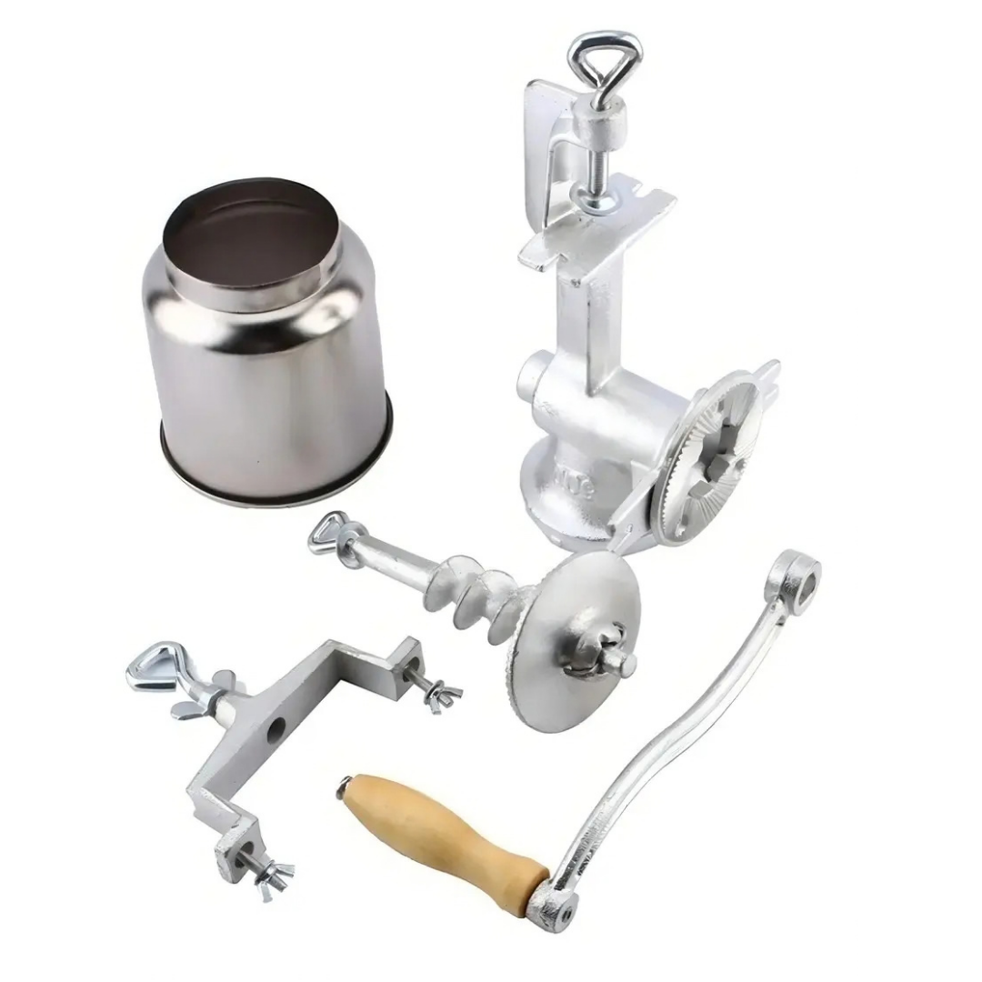 MOLINO MOLEDOR MANUAL METÁLICO PARA CHOCLO, MAÍZ, CAFÉ, CEREAL Y ARROZ