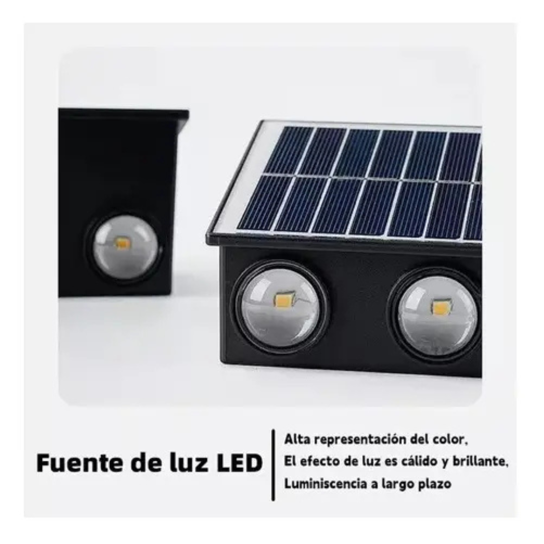 PACK DE 2 AMPLIQUES SOLARES 6 LED IMPERMEABLES PARA EXTERIOR