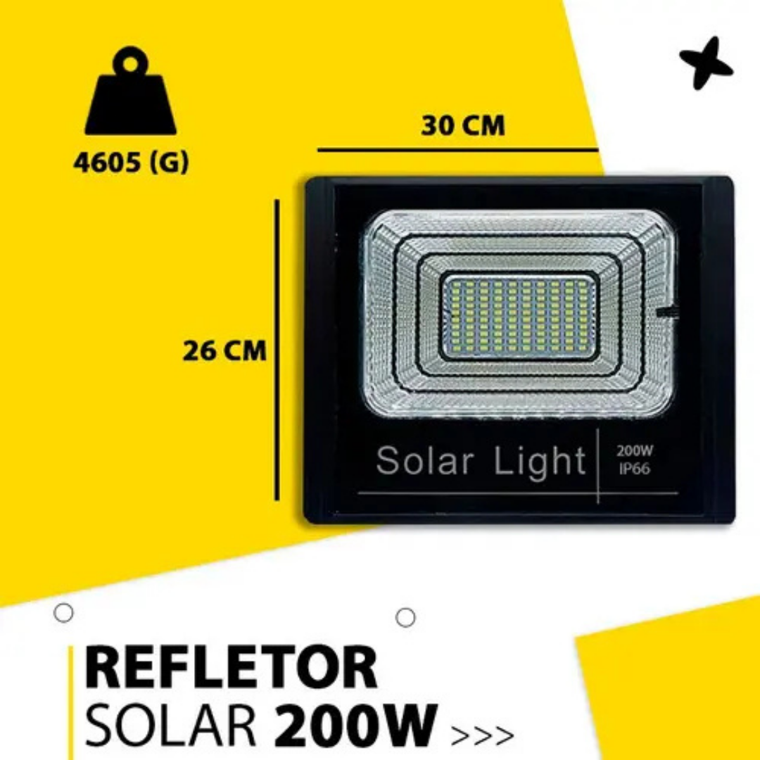 FOCO SOLAR LED 200W CON CONTROL REMOTO - IP66 -LUZ BLANCA FRÍA
