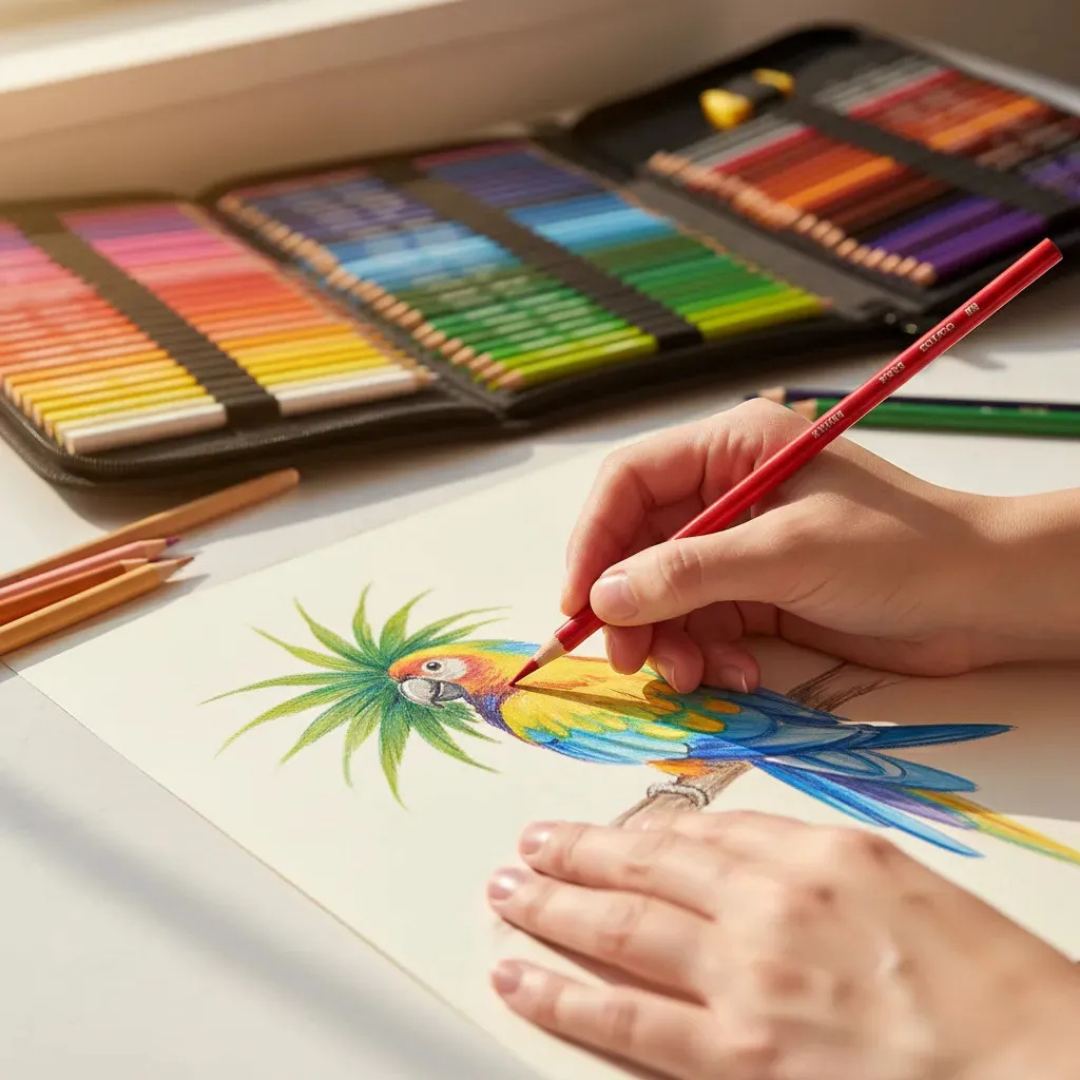 ESTUCHE DE 72 LÁPICES DE COLORES A BASE DE ACEITE PARA DIBUJO