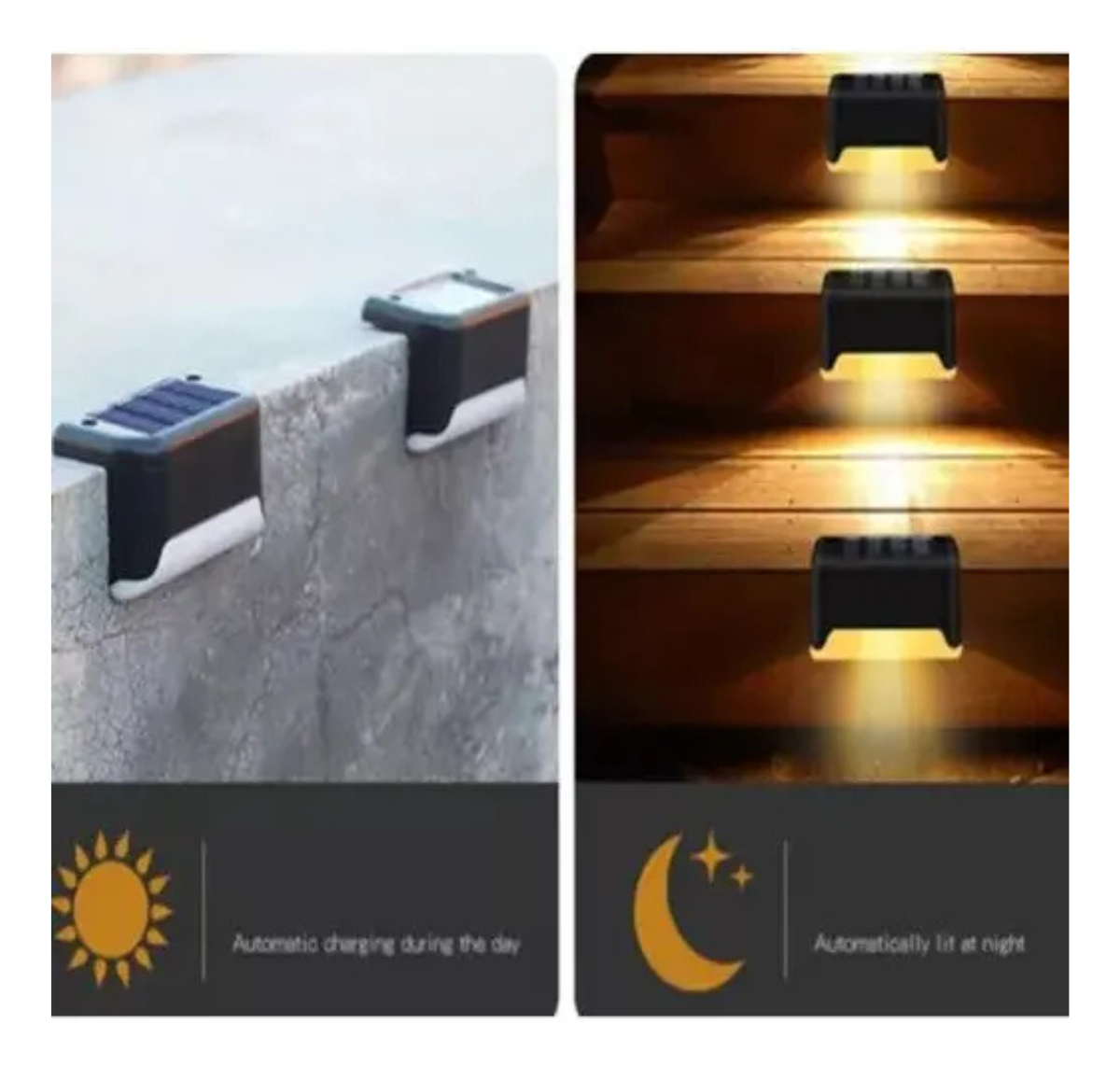 LUCES SOLARES PACK 4 LED PARA JARDÍN IP55 NEGRO - ESCALERAS Y EXTERIOR