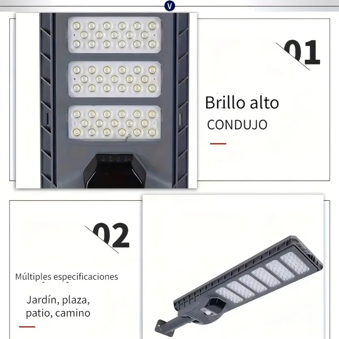 PACK 2 FOCOS SOLARES 500W RECARGABLES IP65 CON SENSOR DE MOVIMIENTO Y CONTROL REMOTO