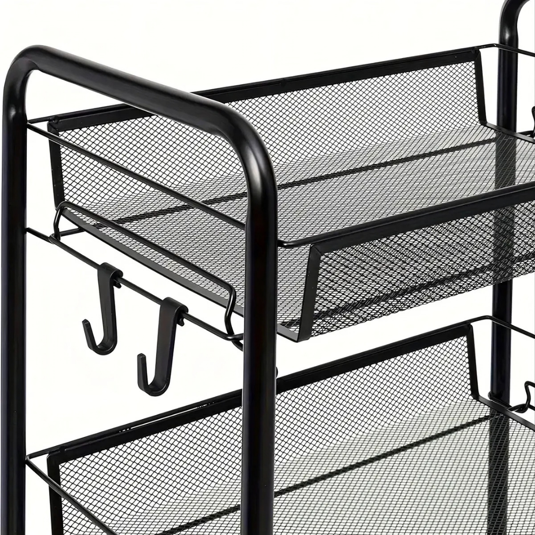 CARRITO ORGANIZADOR MULTIUSO CON RUEDAS 4 NIVELES -NEGRO