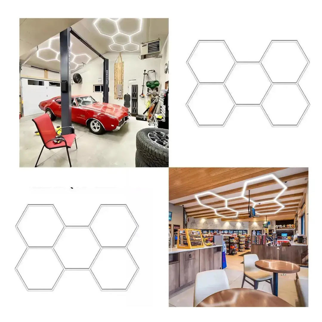 LÁMPARA LED TECHO HEXAGONAL PARA TALLERES Y BARBERÍAS