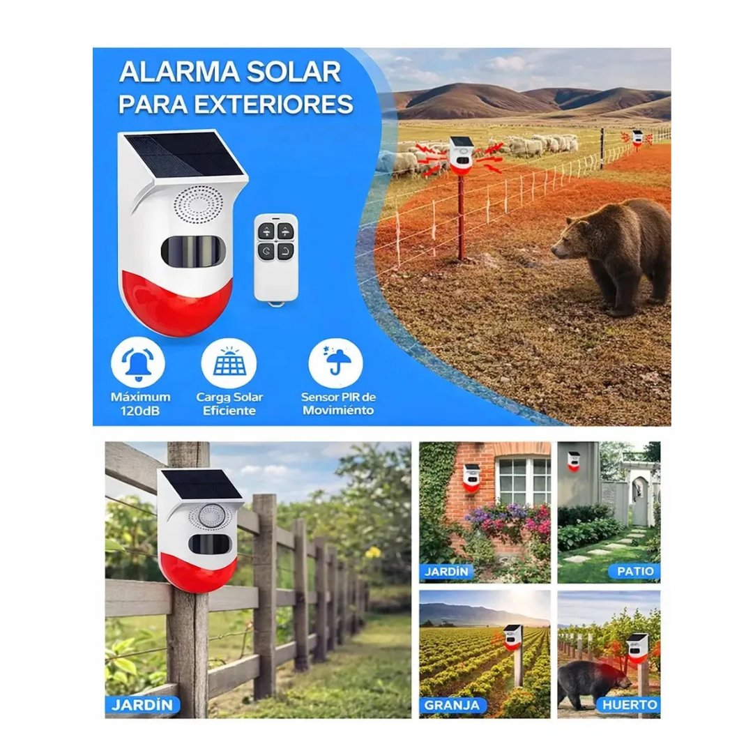 SENSOR DE MOVIMIENTO TUYA CT80WR SOLAR WIFI INALÁMBRICO CON ALARMA SONORA