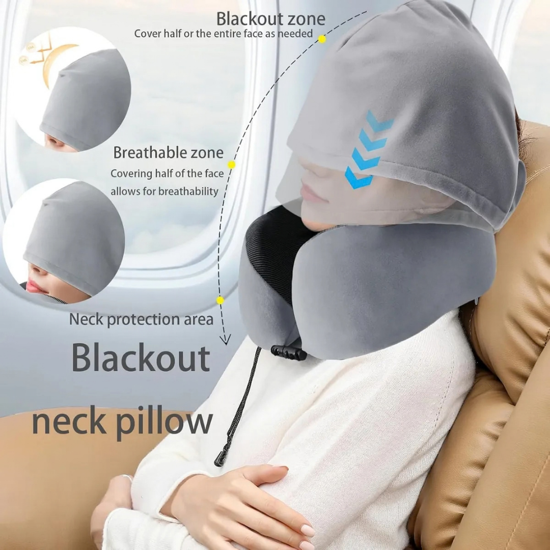 ALMOHADA DE VIAJE CON CAPUCHA MEMORY FOAM
