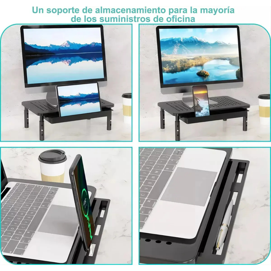 BASE SOPORTE MONITOR 3 ALTURAS AJUSTABLE PORTÁTIL PARA PC