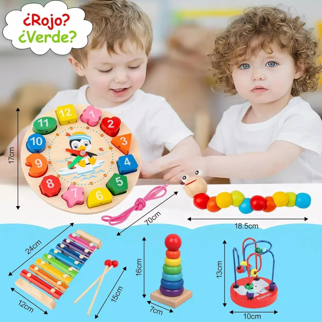 PAQUETE DIDÁCTICO INFANTIL DE ESTIMULACIÓN TEMPRANA 5 PIEZAS