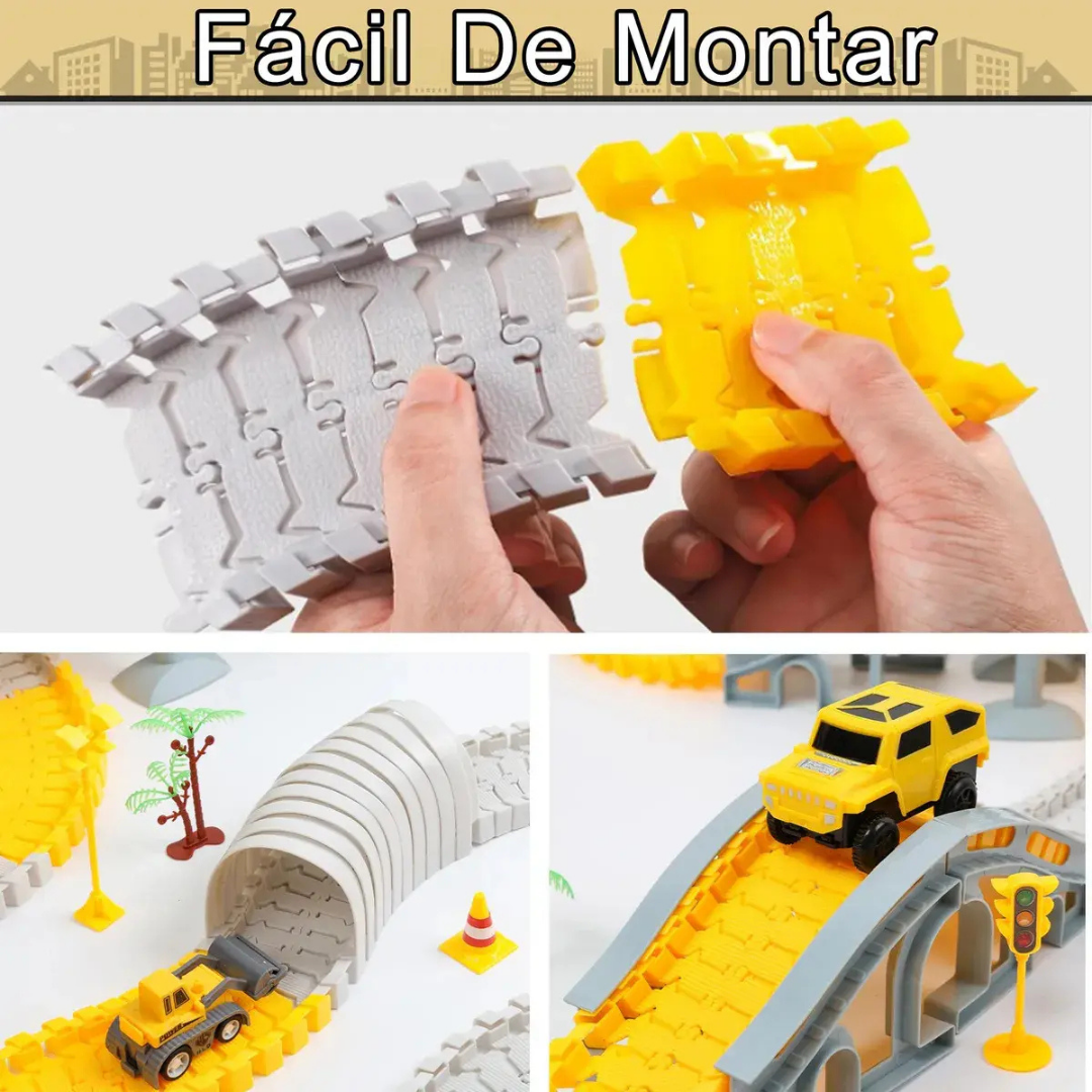 JUGUETE PISTA DE AUTO PARA NIÑO CON BLOQUES DE VEHÍCULOS EDUCATIVOS