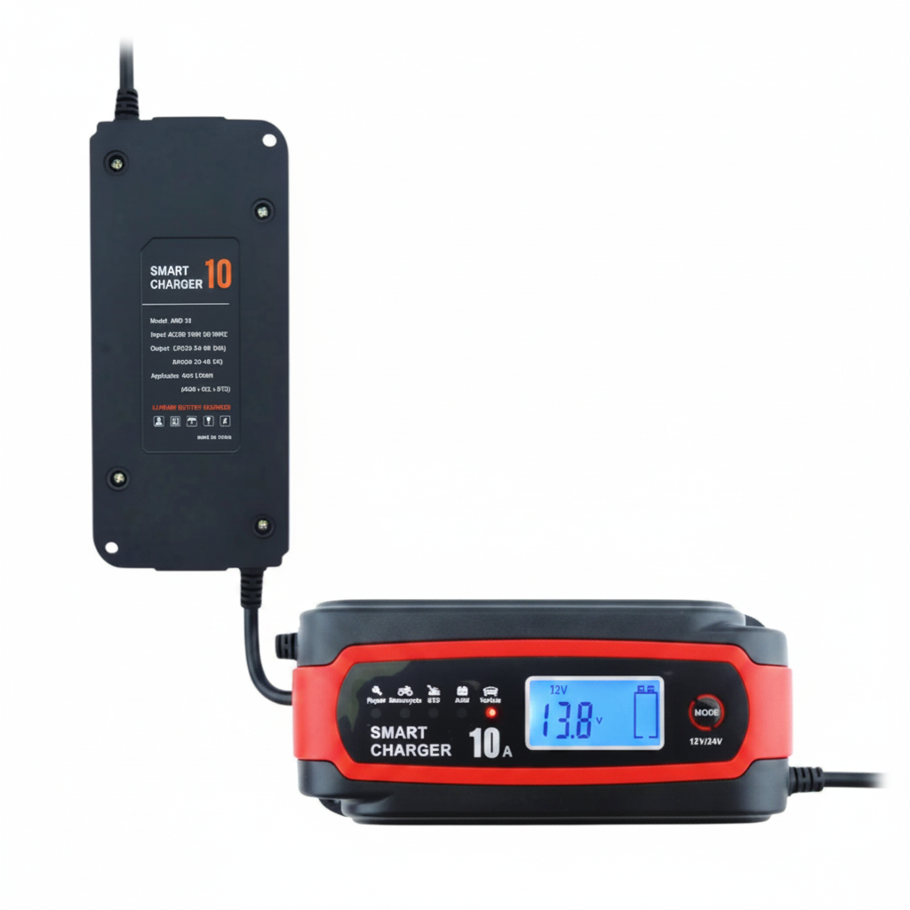 CARGADOR DE BATERÍA INTELIGENTE 10A 12/24V CON PINZAS