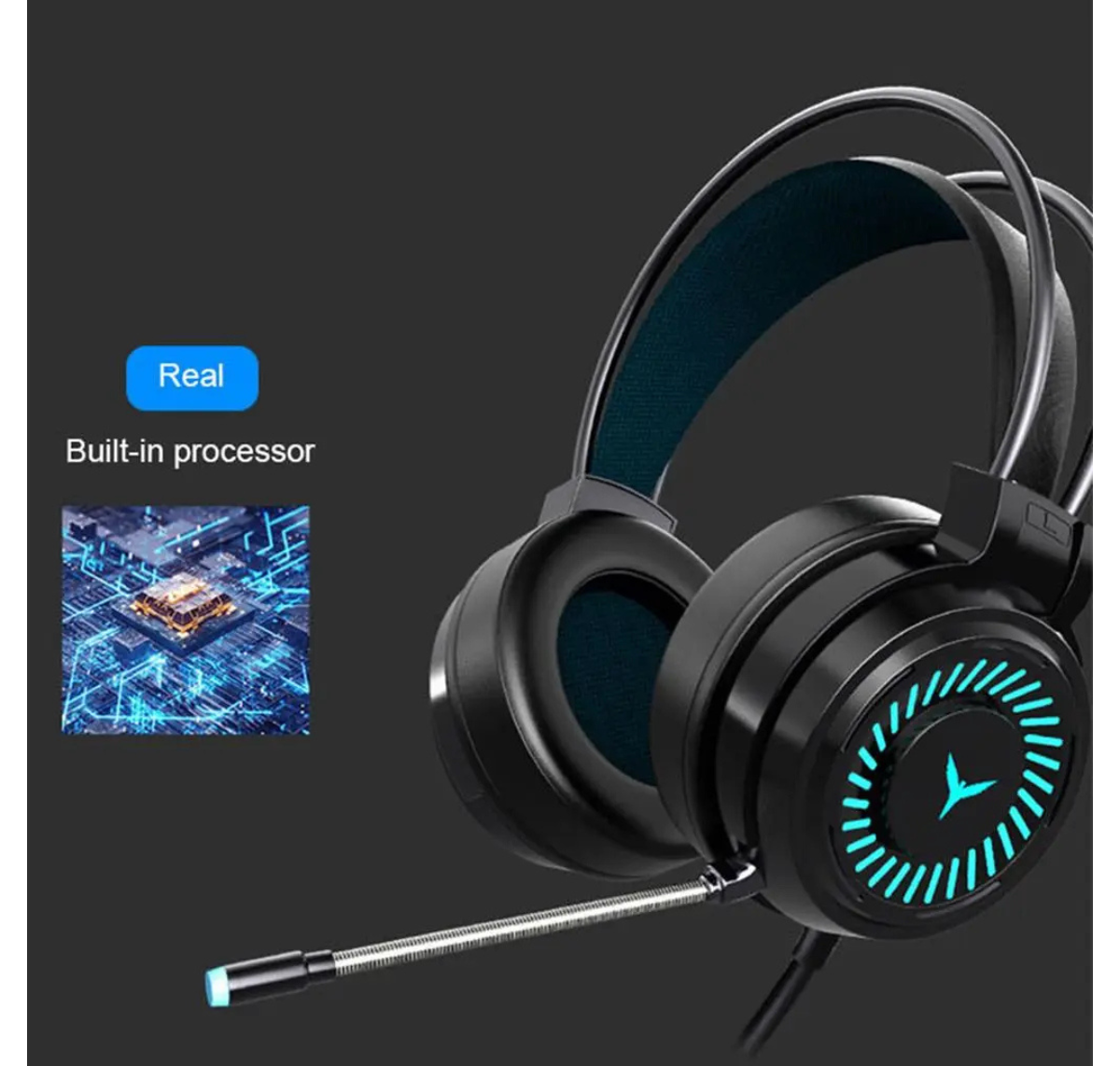 AURICULARES GAMER 3.5 MM CON MICRÓFONO Y LUCES LED RGB- NEGRO