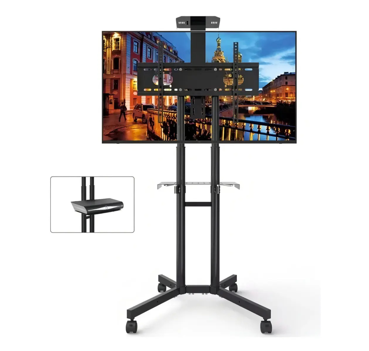 SOPORTE TV 32 A 65 PULG PEDESTAL MÓVIL CON RUEDAS HASTA 50KG NEGRO