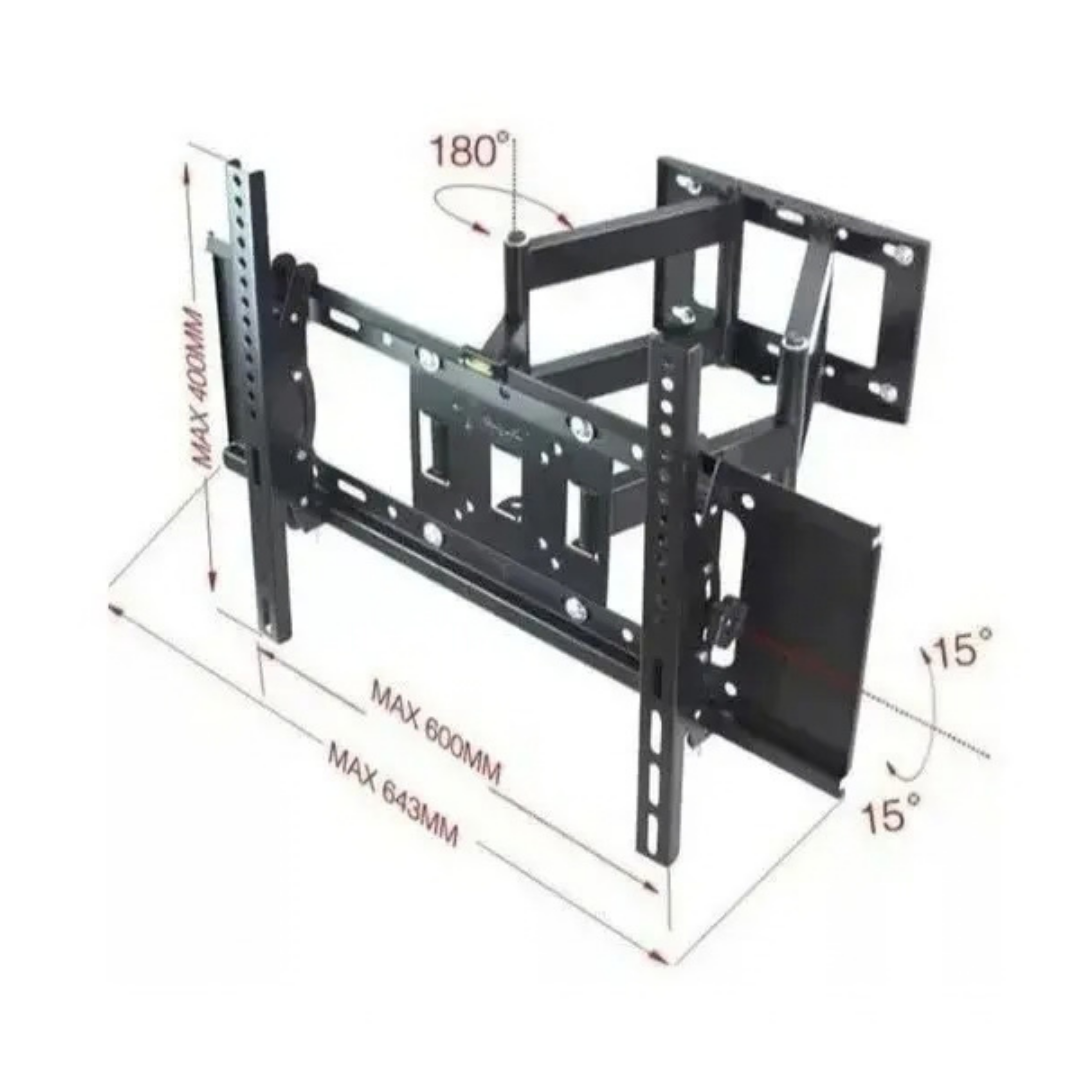 SOPORTE TV MÓVIL DOBLE BRAZO 32" A 70" COLOR NEGRO