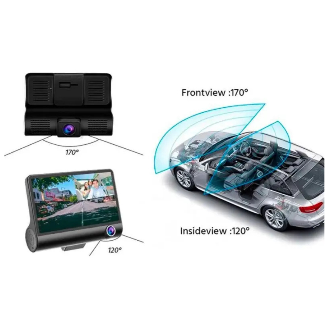 CÁMARA PARA AUTO 3 EN 1 FRONTAL, TRASERA Y TABLERO 1080P HD