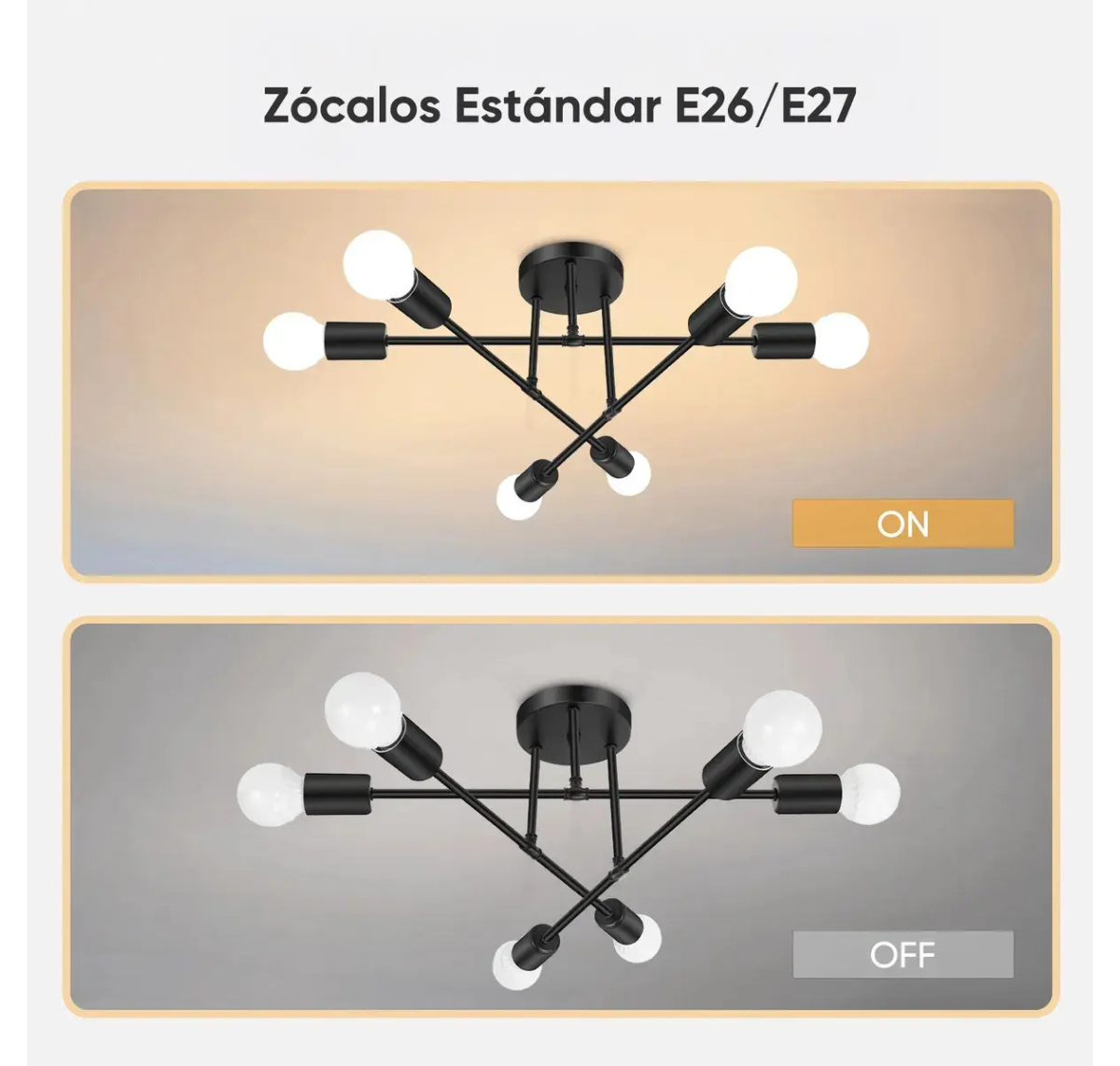 LÁMPARA DE TECHO MODERNA 6 LUCES E27 COLGANTE ESTILO INDUSTRIAL