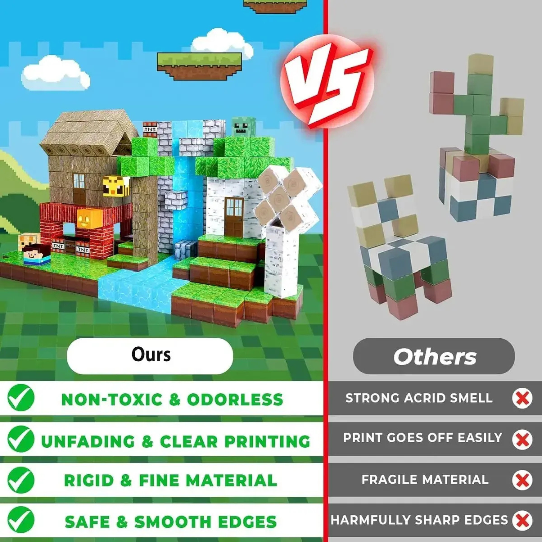 BLOQUES ARMABLES MAGNÉTICOS IMAN MINICRAFT 100 PIEZAS
