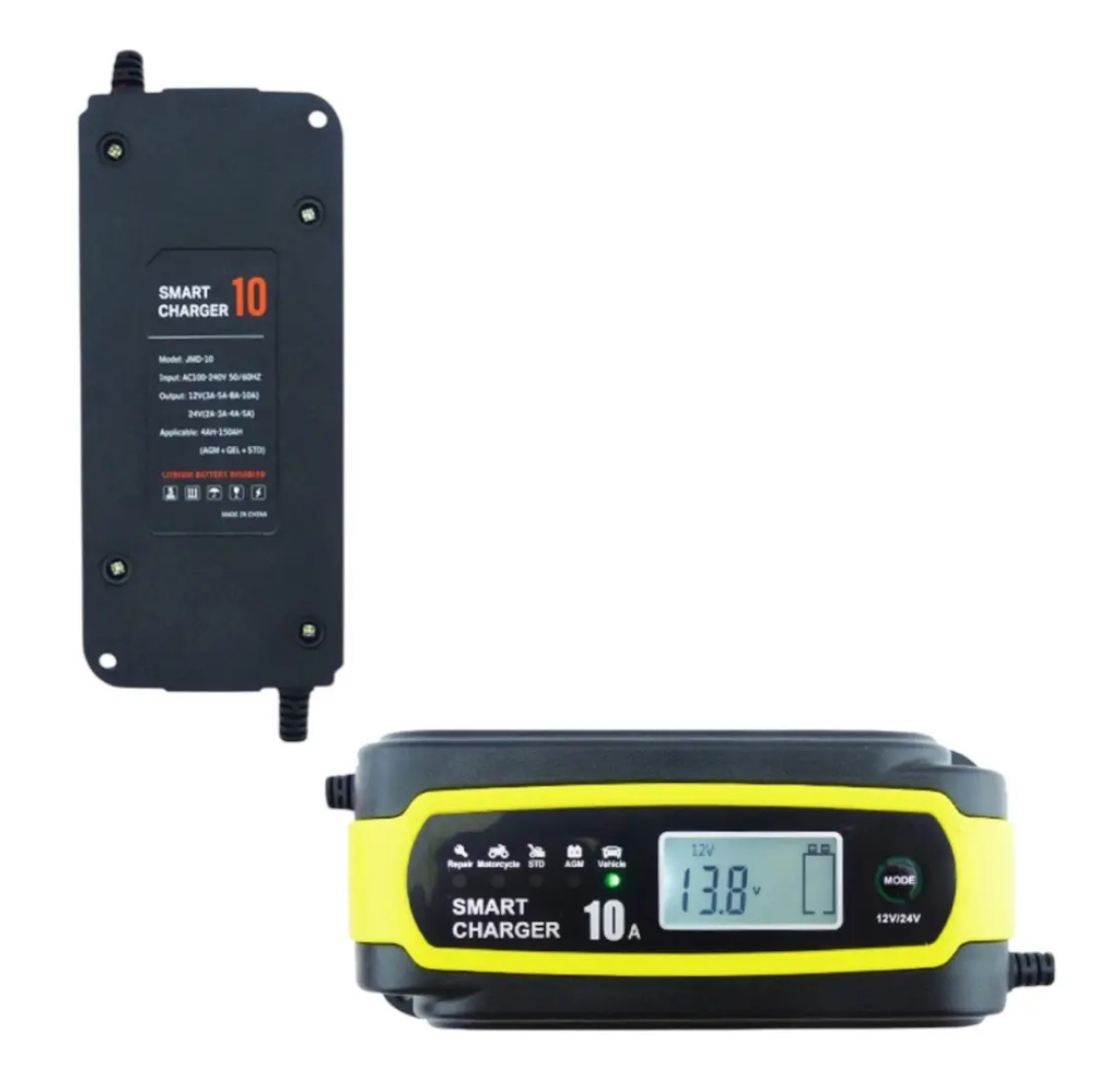 CARGADOR INTELIGENTE DE BATERÍA 12V / 24V 10A CON PANTALLA LCD